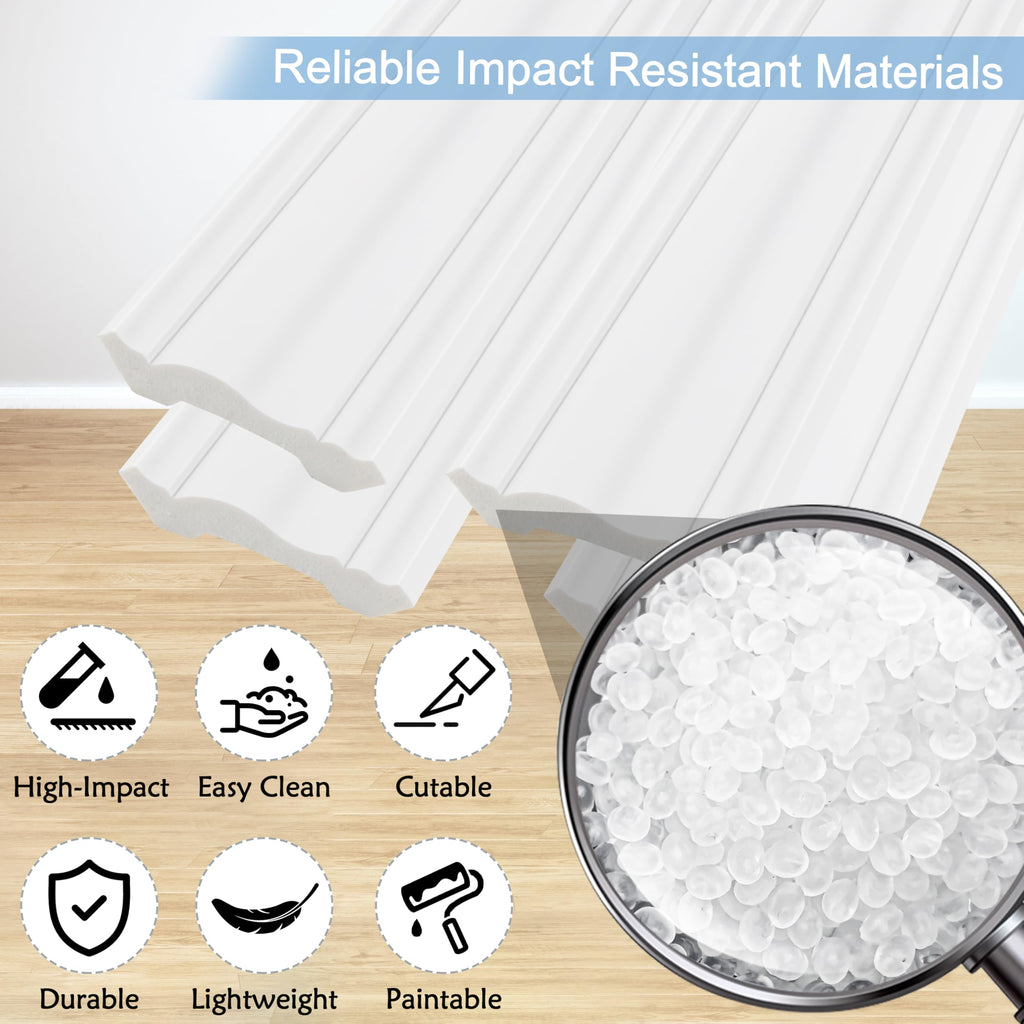 12-Pack Ceiling Crown Molding Trim 43.7FT Installation with Glue