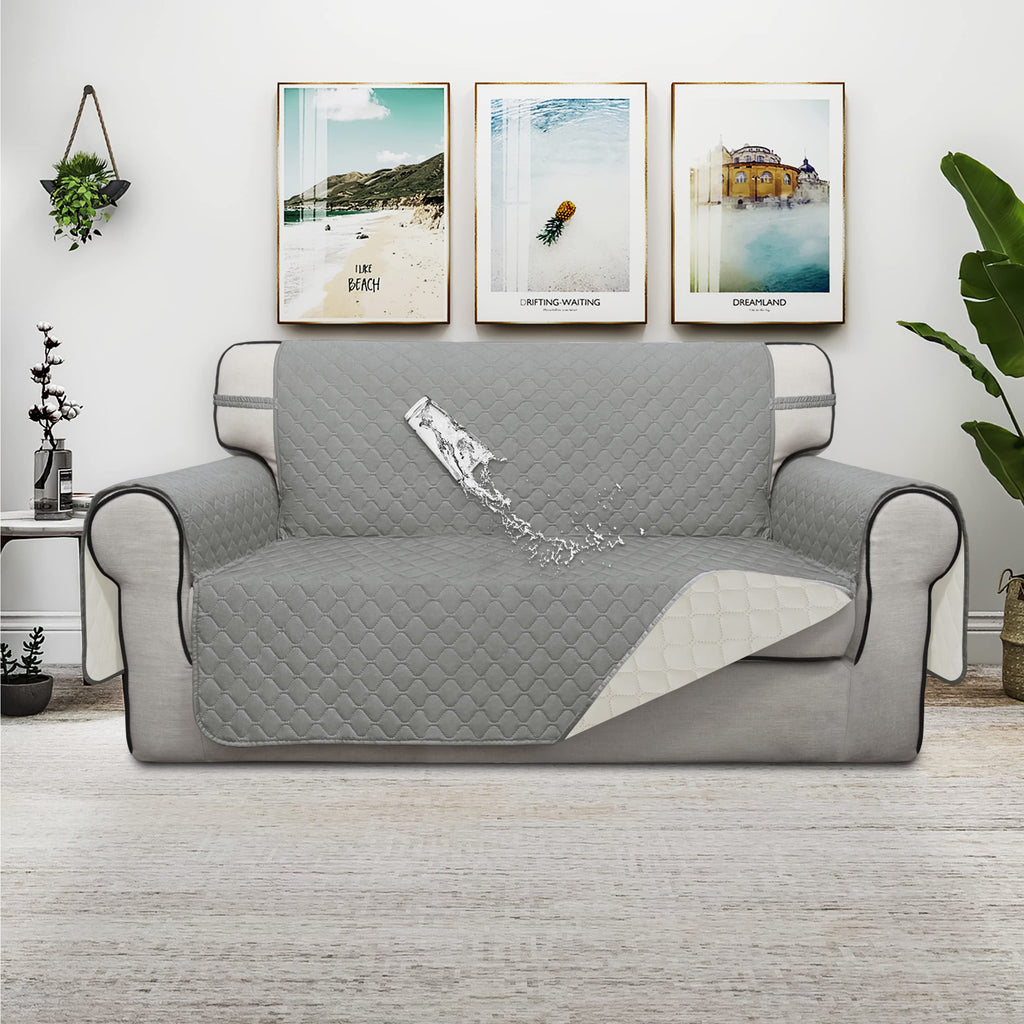 Double Protection 100% Waterproof Loveseat Sofa Covers, Couch Covers for 2 Cushion Couch Sofa, Reversible Furniture