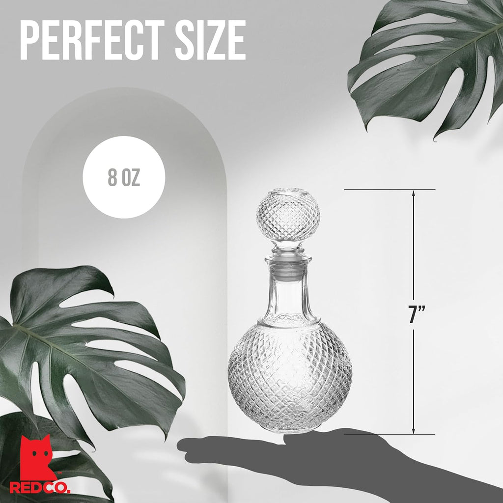 European Glass Bottle with Airtight Stopper, Liquor Decanter, 8 Ounce