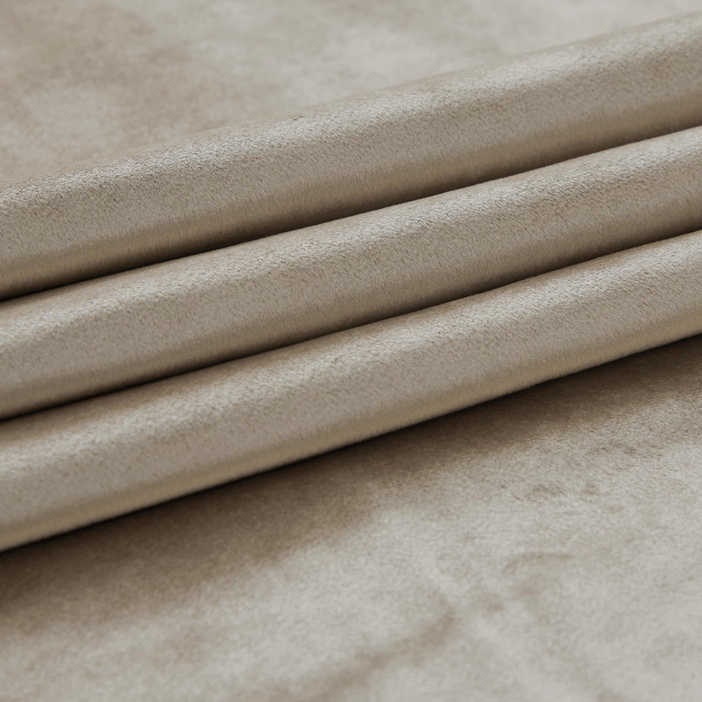 Taupe Curtains 120 inch, 2 Panels Velvet Drapes Blackout Rod Pocket Back Tab Window Treatment Room Darkening