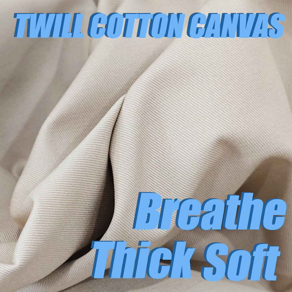 5 Yard Beige Twill Cotton Canvas Fabric, Natural Thick Cotton Poplin Fabric by The Yard, 59 Inches Wide 100% Cotton