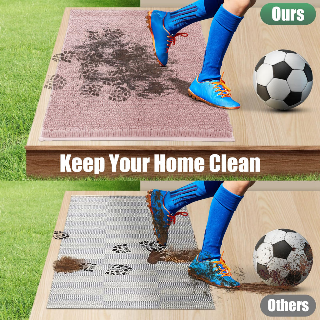 Chenille Absorbent Indoor Door Mat for Rainy Days 48" x 30", Keep Rain Outside, Washable Entry Rug for Wet Shoes
