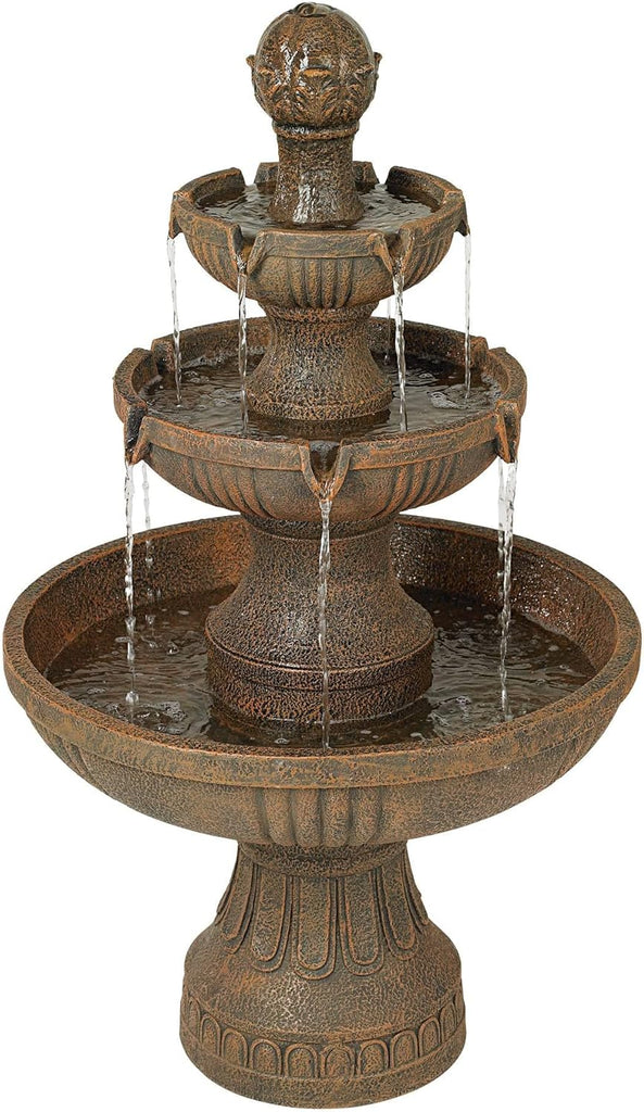 Ravenna 43" High Large Italian Indoor Outdoor Decor Faux Stone Floor Fountain Standing Waterfall 3-Tier Basin Tall