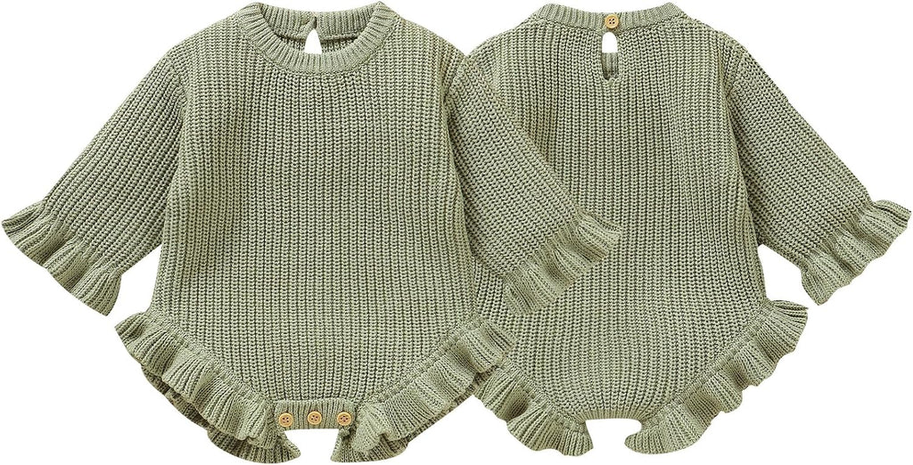 Cotton Baby Girl Knit Sweater Ruffle Romper