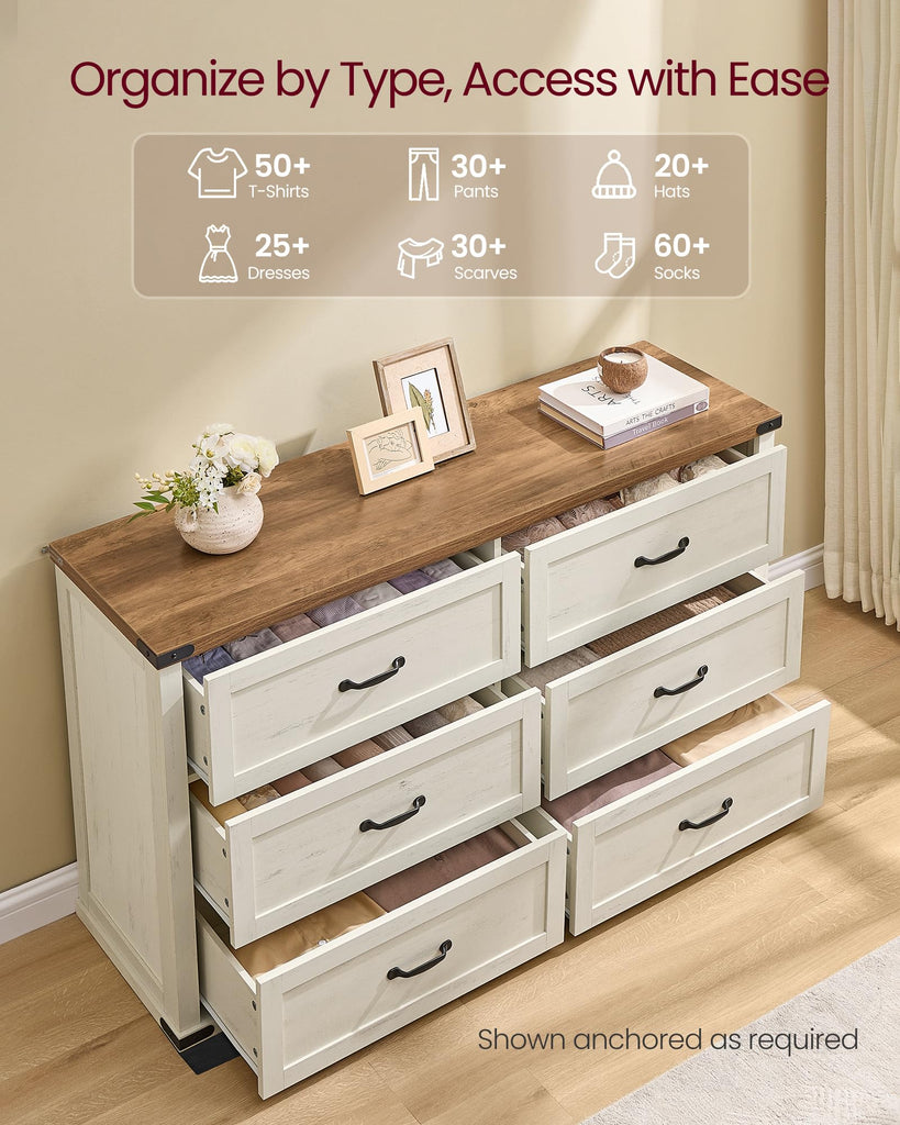 Modern 6-Drawer Dresser, Clothes Storage Cabinet
