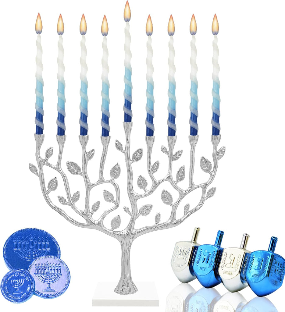 Deluxe Twisted Spiral 45 Blue & White Ombre Hanukkah Candles for All 8 Nights of Chanukah Burn Time 1-Hour - Set of 45