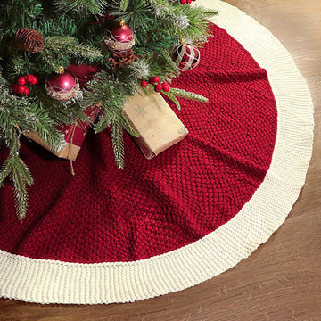 Knit Christmas Tree Skirts, Neutral Tree Skirt, Cozy Christmas Decorations