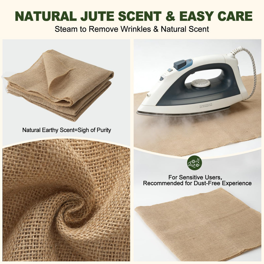 40" x10FT Natural Burlap Fabric, Loose Weave Hessian Cloth for Garden