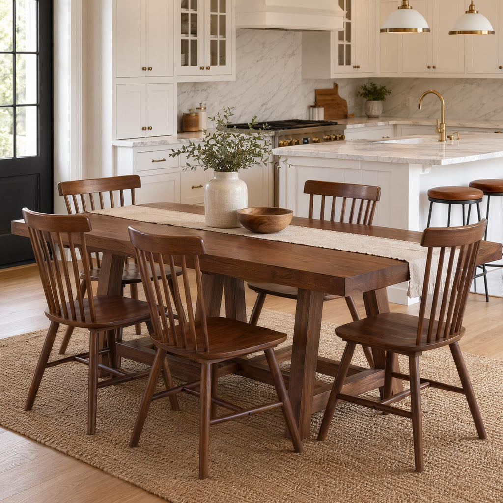Windsor Dining Chairs Set of 2, Spindle Back Wooden Chairs