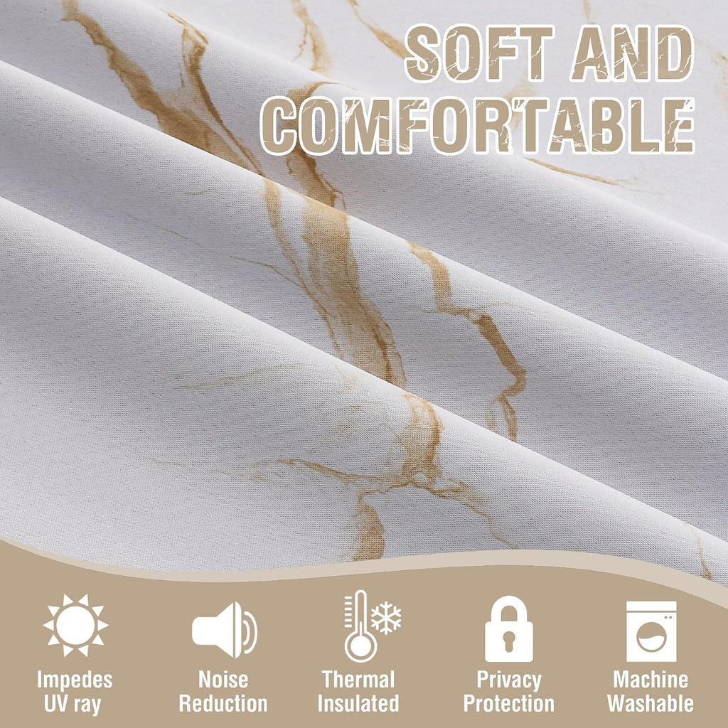 100% Blackout Curtains 84 inch Length 2 Panels Set Marble Designs Printed Drapes Thermal Curtains for Bedroom with