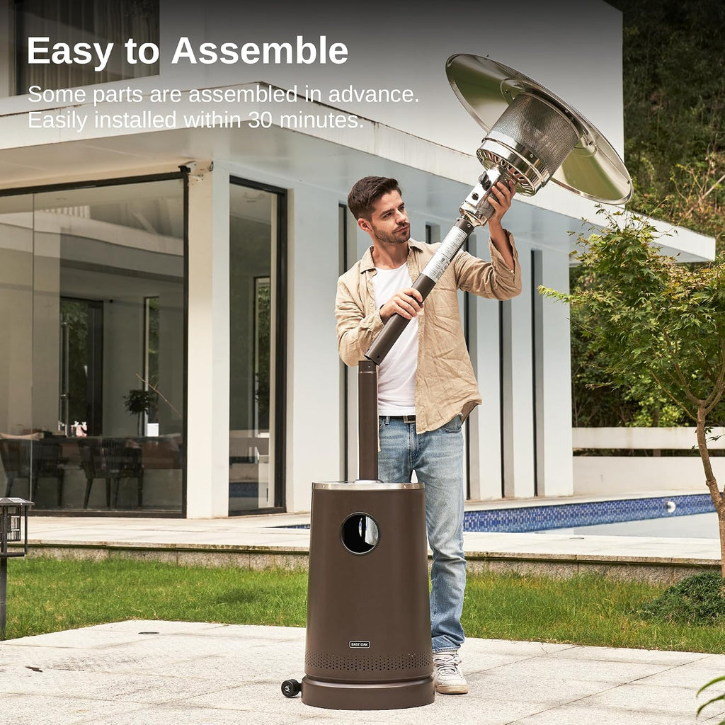 50,000 BTU Patio Heater with Sand Box, Table Design, Double-Layer Stainless Steel Burner, Wheels, Triple Protection