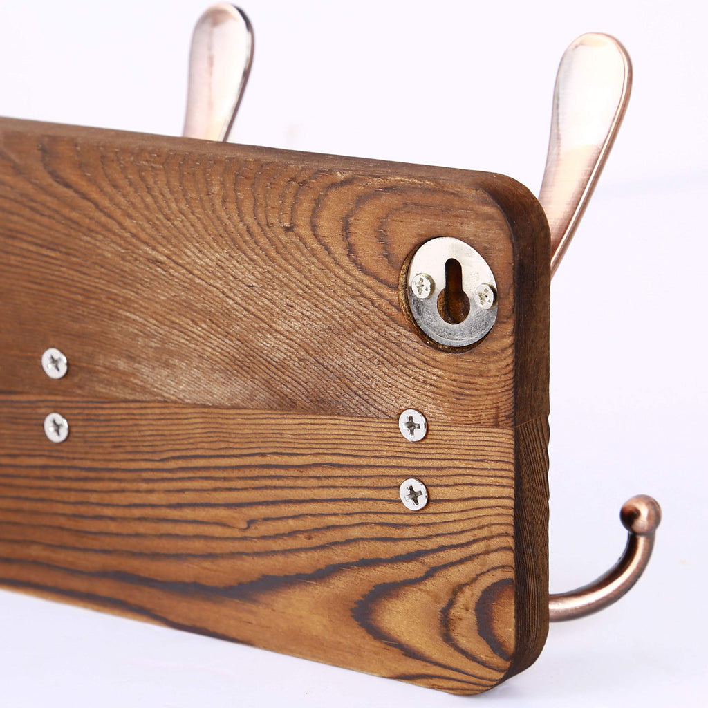Rustic Pine Wood Wall Coat Rack with 5 Triple Hooks, 16" Stud Spacing, Farmhouse Wall Mounted Coat Rack for Hanging