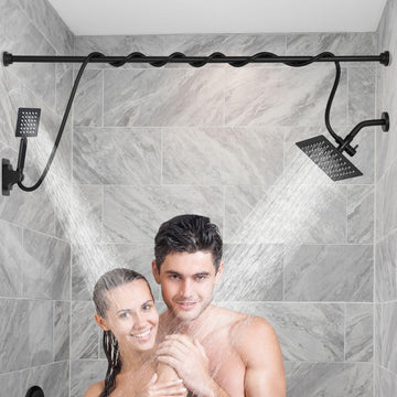 Dual Shower Head for Couples, High Pressure Rain Showerhead and Handheld Spray Combo, Adjustable Double Shower Heads