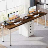 Two Person Computer Desk with 5 Drawers, 78.7 Inches Extra Long Double Office Desk