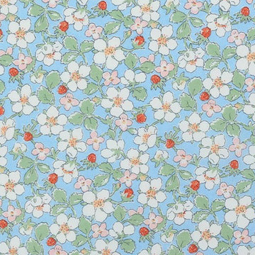 Strawberry Floral Blossom Print Cotton Fabric By The Yard for Quilting, Sewing, Crafting, Bags, Crafts, or Craft