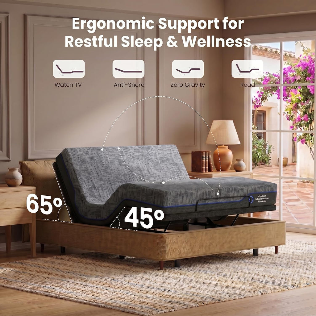 Split King Adjustable Bed Frame,Electric Adjustable Bed Base with Massage,APP Control & Remote,Adjustable Base Zero - Set of 2