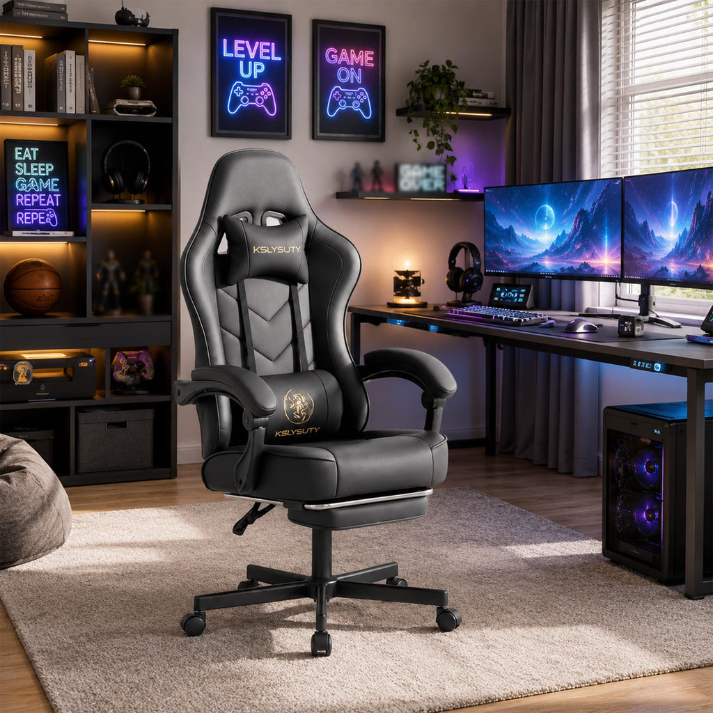 Office Desk Computer Gaming Chair for Adults, Ergonomic High Back Gamer Chair with Massage and Pocket Spring Cushion