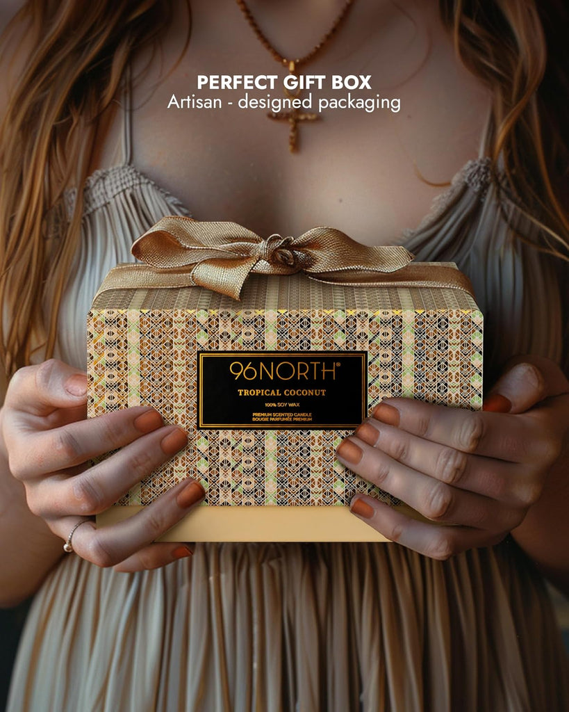 Luxury Coconut Soy Candle | Large 3 Wick Jar Candle | Up to 50 Hours Burning Time | Tropical Beach Scented Candles - Set of 12
