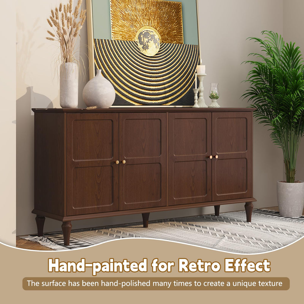 58'' Mid-Century Modern Sideboard Buffet Cabinet with Storage