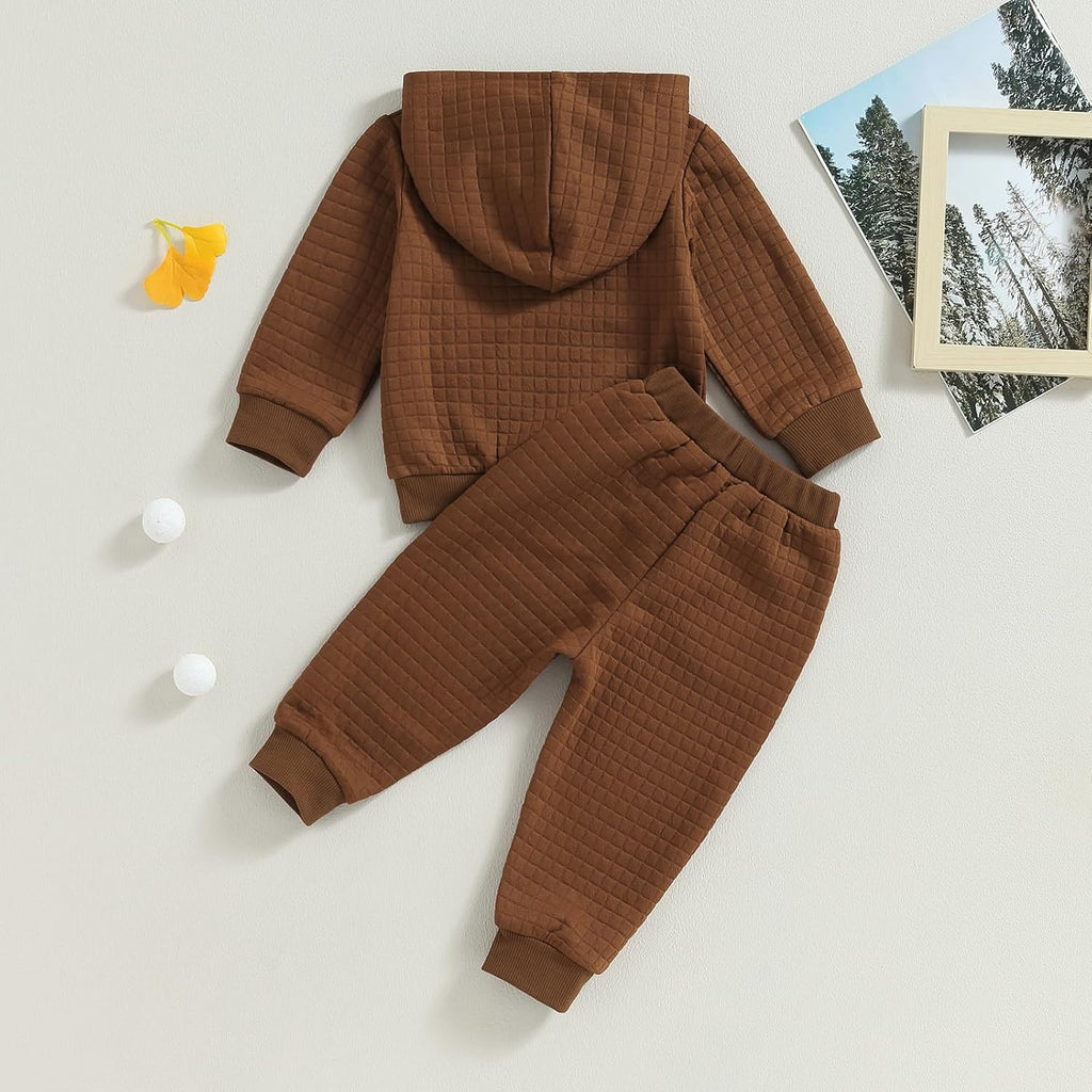 Baby Boy Girl Sweatsuits Sportswear Toddler Kids Solid Color Outfit Hoodie Sweatshirt Tops & Pants Clothes