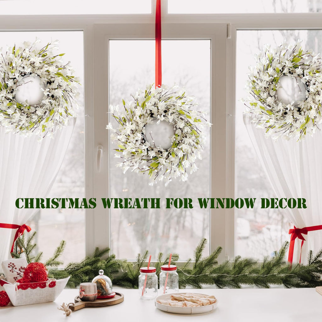 24 Inch Winter Wreath for Front Door White Forsythia Wreath