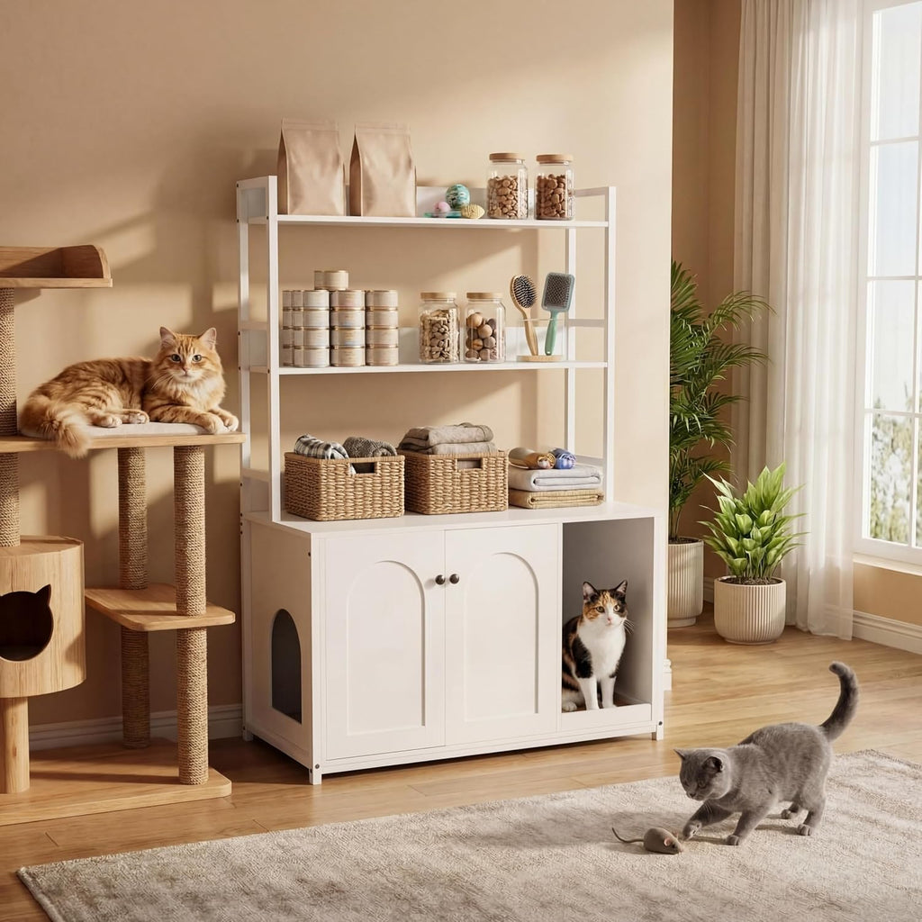 Large Litter Box Enclosure with Storage Shelves