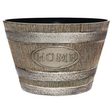 Whiskey Barrel Planters, Home Flower Garden Pots, 15" Oak Brown