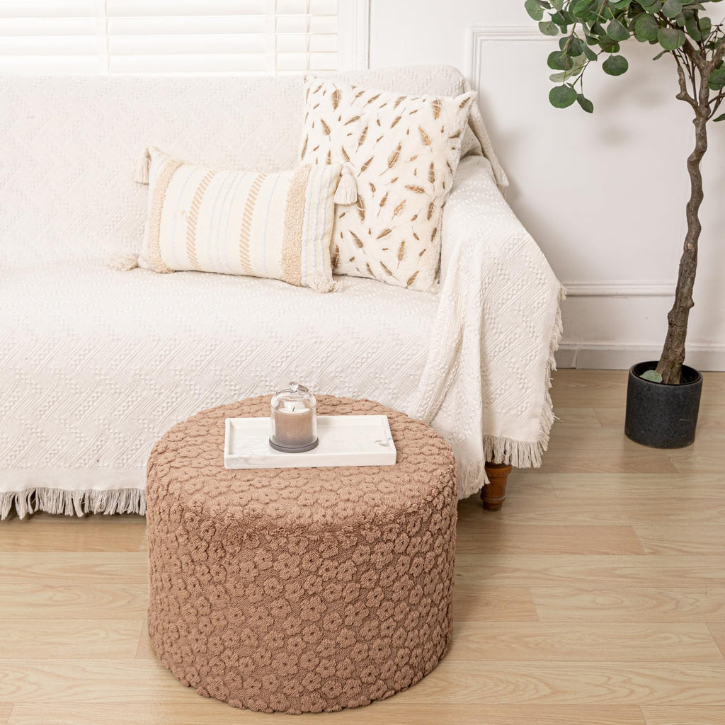 Round Pouf Ottoman Footstool 20x14In Ottoman Footrest for Couch Sofa Coffee