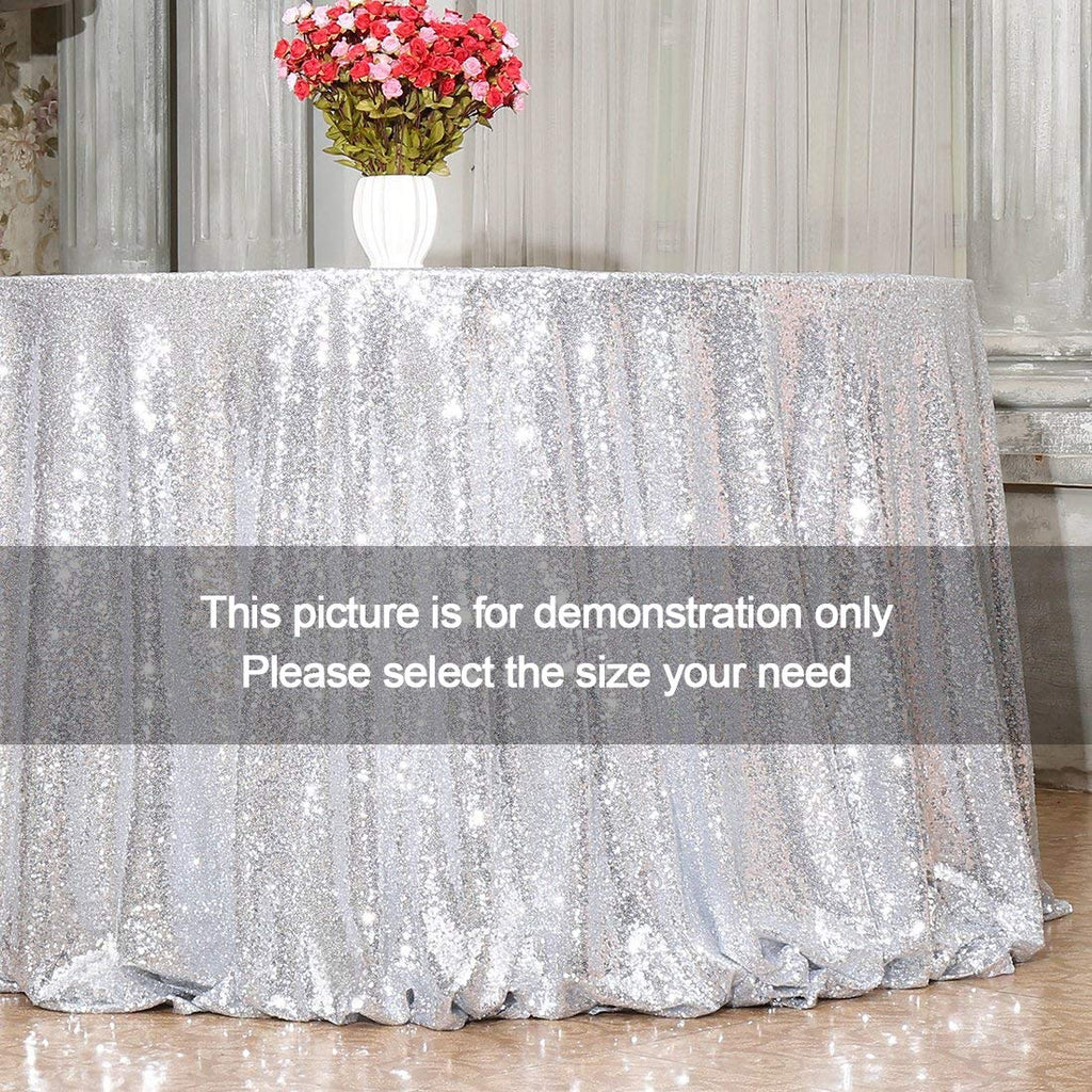 90 Inch Round Silver Sequin Tablecloth for Party Cake Dessert Table Exhibition Events