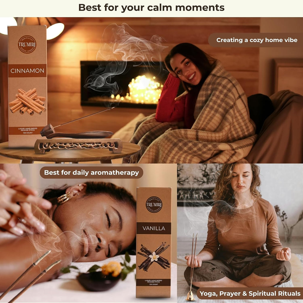 Cinnamon & Vanilla - Combo Pack of Incense Sticks - 100 Insence-Sticks of Each Scent - Total 200 Inscents - Inciensos - Set of 200