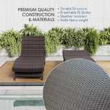 Nestl Chaise Lounge Chair Outdoor Set of 2, Wicker Patio Lounge Chair, Outdoor Lounge Chair with Reclining Backrest