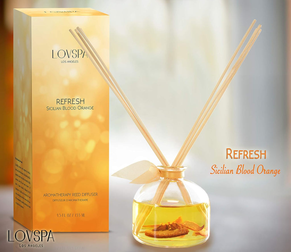 Reed Diffuser Set, Refresh Sicilian Blood Orange Scented Oil Diffuser with Sticks, Home Fragrance Accessories Shelf - Set of 45