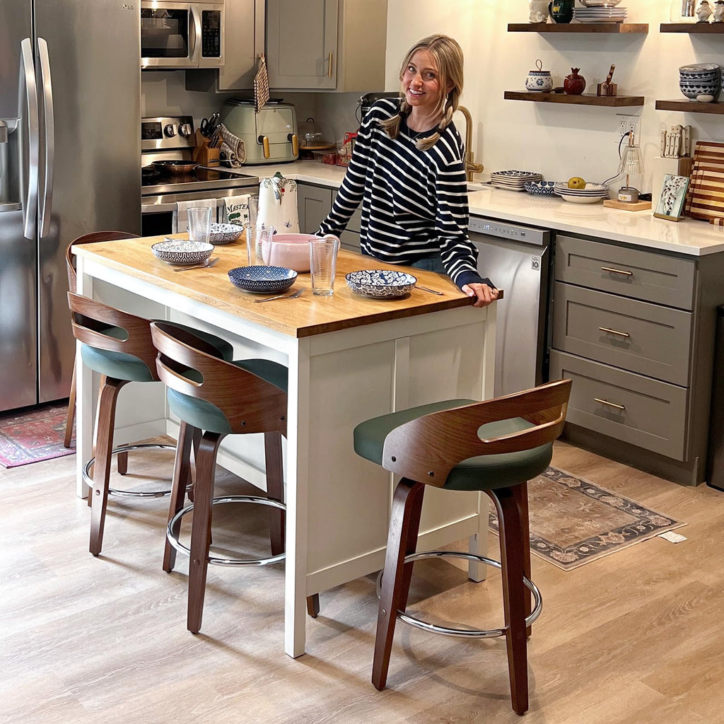 Mid Century Counter Stools, 25 inch Counter Height Stools with Low Back