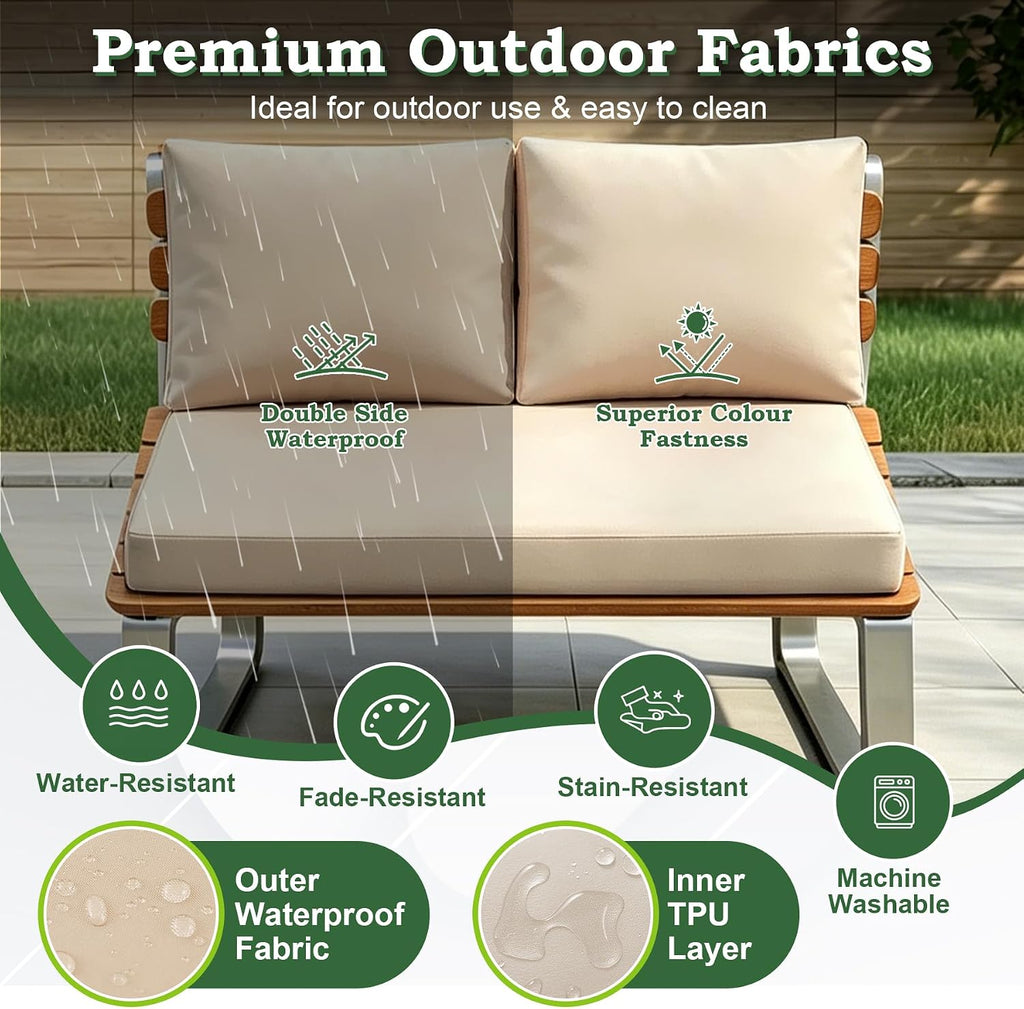 Outdoor Loveseat Cushion Set, 48" x 24" Patio Loveseat Cushions, Water-Resistant & Fade-Resistant Love Seat Cushions