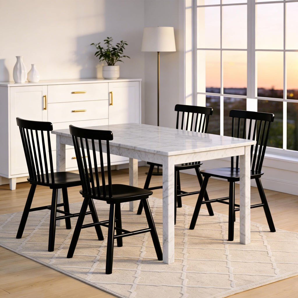 Windsor Dining Chair Set of 4, Spindle Back Wooden Chairs, Farmhouse Country Wooden Dining Chairs for Dining Living