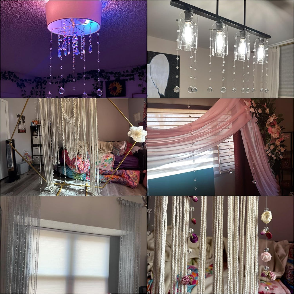 Crystal Beaded String Clear Glass Beads Garland Strands Hanging Wedding Arch Decor Curtain Chandelier Christmas Tree