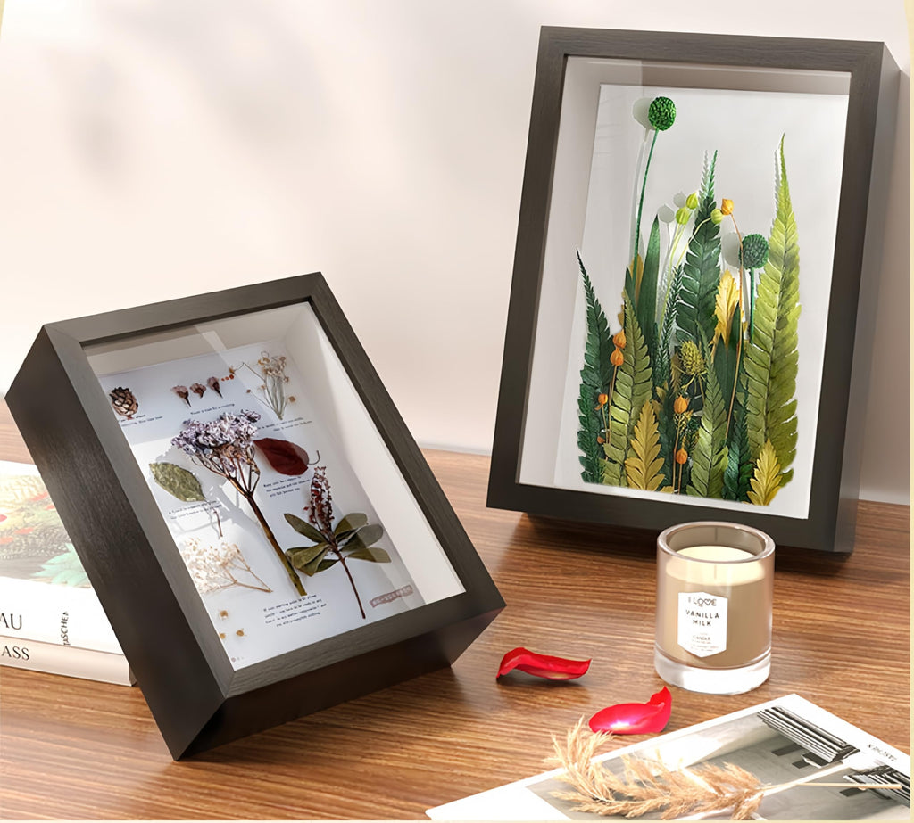HD Glass Wooden Hollow Photo Frame, 4x6 Shadow Box Frame, Frames for Flower Pressing, Seashell Display Box, Pet