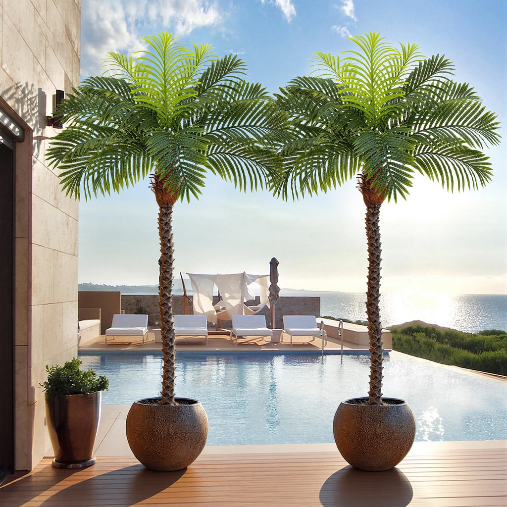 7ft Tall Artificial Phoenix Palm Tree for Outdoor Indoor Decor, Large Faux Coconut Silk Palm Tree Tropical Fake Tree