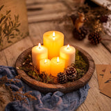Candle Plate Holder Tray: Round Wood Decorative Candle Plate - Rustic Farmhouse CoffeeTable Decor