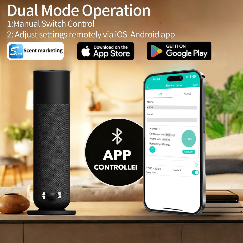 Smart Scent Air Machine, Waterless Essential Oil Diffuser with Roy Tranquility Oil Set and Commercial Use, Covers Up