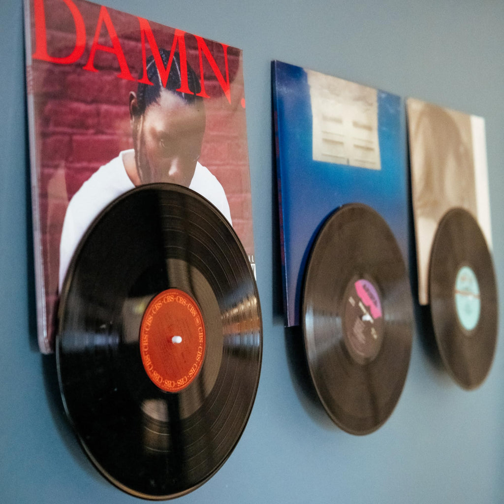 Adhesive Vinyl Wall Mount (16-Pack) - Dual Display Album and Disc, Strong Hold Record Holder Wall, Record-Safe Easy