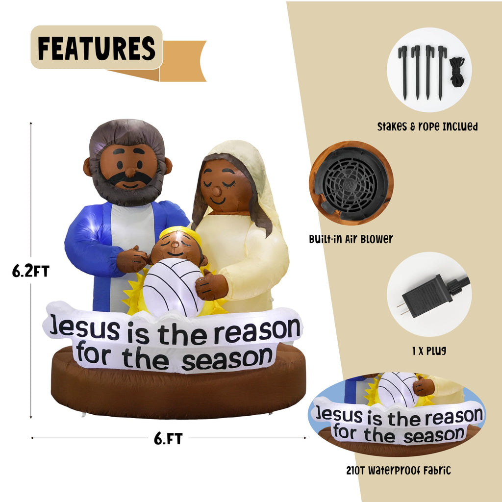 Black Santa Christmas Decorations - African American Christmas Black Nativity Set Inflatable Outdoor Decorations