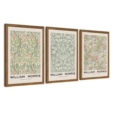 William Morris Wall Art Set of 3, Solid Wood Frames, 12 x 16 in Each