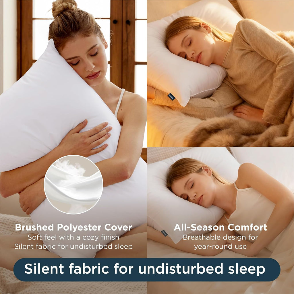 Pillows Standard Size Set of 2 - Hotel Collection Bed Pillows for Sleeping, with Down Alternative Filling, Soft