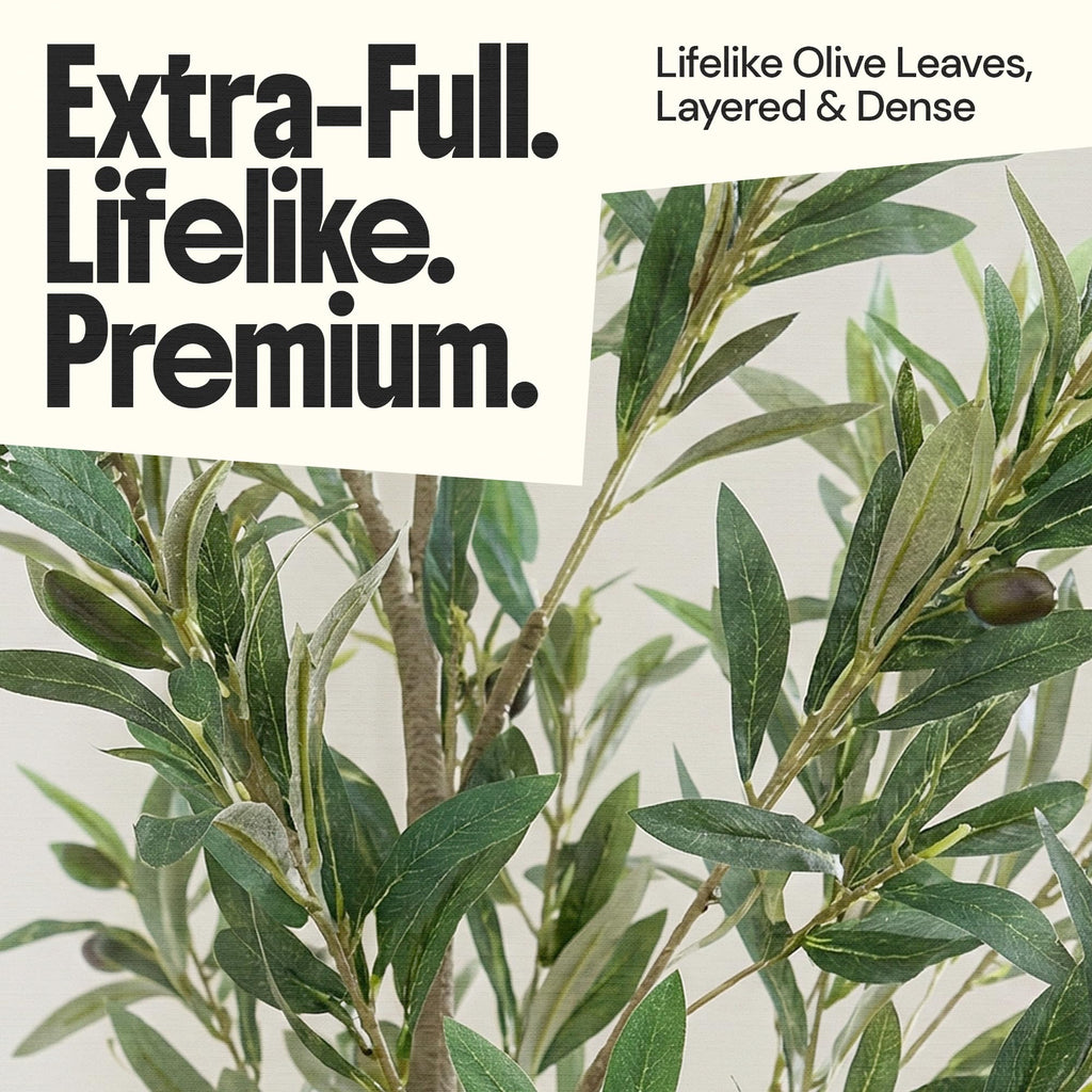 7ft Artificial Olive Tree, Faux Olive Tree Plants, Fake Potted Olive Silk Tree with Branches and Fruits, Artificial