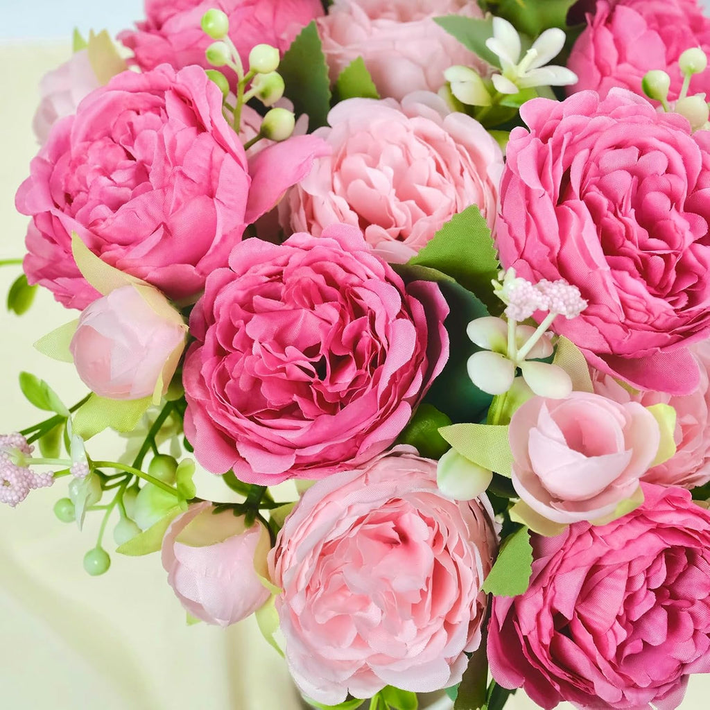 Peonies Artificial Flowers, Pink Flowers for Centerpieces - Set of 6