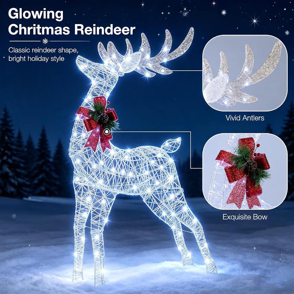 4.4 FT Christmas Lighted Reindeer, Outdoor Christmas Decorations