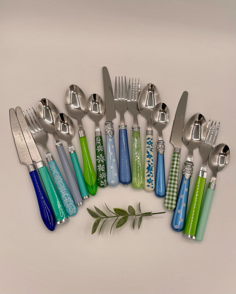 Eclectic Blue & Green Mix & Match Stainless Steel Flatware Collection, Set of 16