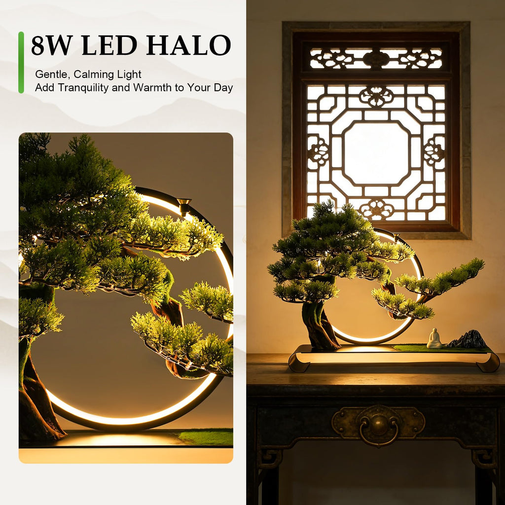 Realistic Simulation Bonsai, Zen Artificial Welcome Pine Bonsai LED Lamp 10%-100% Brightness, Artificial Bonsai Pine