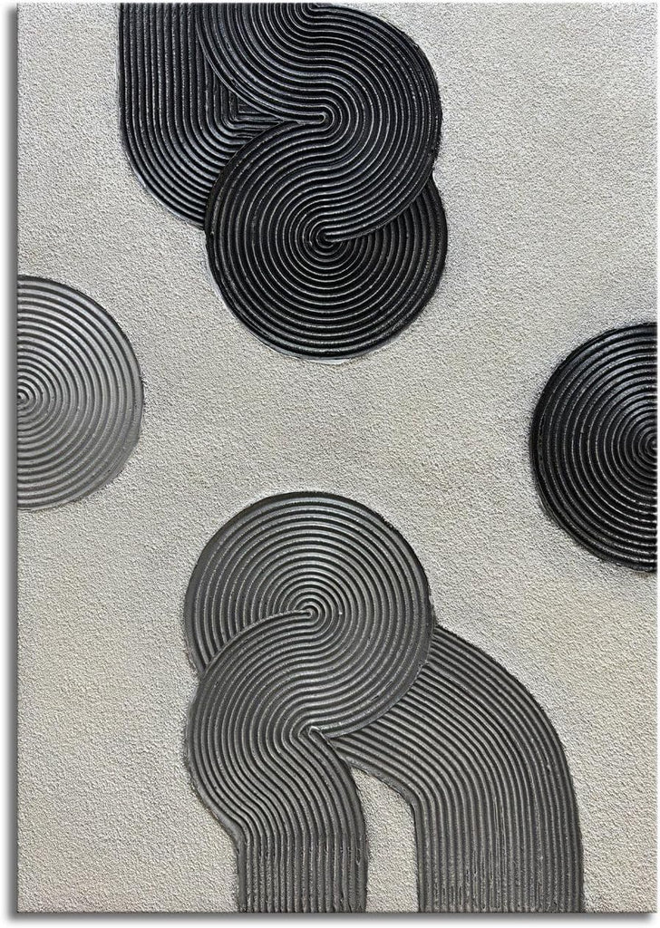 Grey and Black Abstract Textured Wall Art, Hand-Painted 3D Oil Paintings on Canvas Wall Art 40x28 inch Contemporary